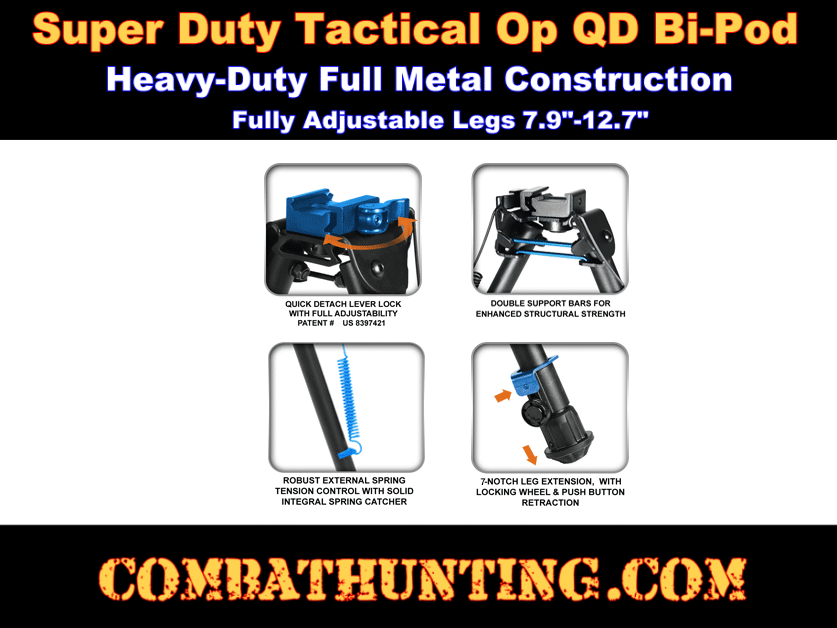 UTG Super Duty Tactical Op QD Bi-Pod 8.0