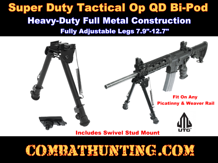 UTG Tactical OP Bipod, QD Lever Mount, Height 8.0-12.4