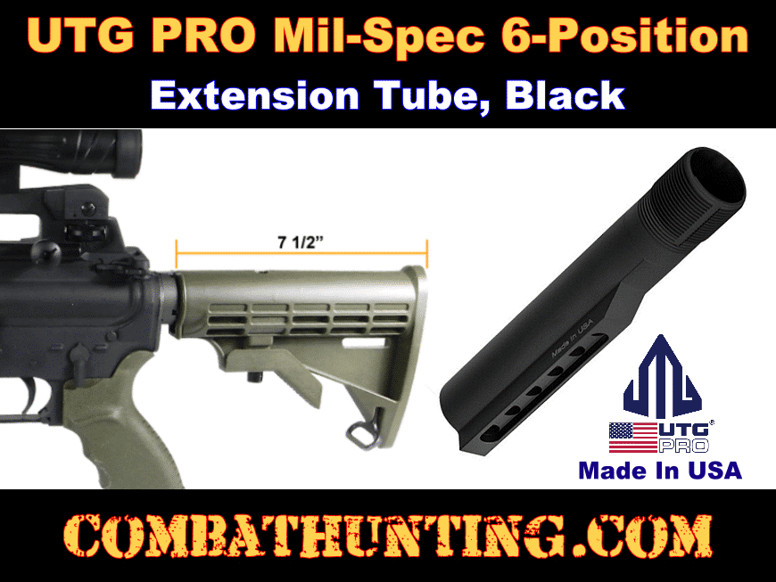 UTG PRO AR15 6-position Receiver Extension Tube, Mil-spec, Matte Black style=