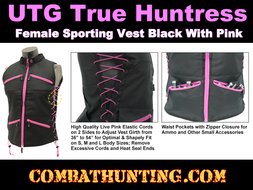 UTG True Huntress Female Sporting Vest Black/Pink style=