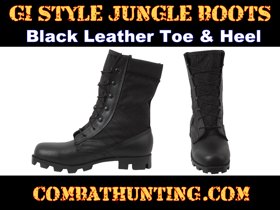 black leather jungle boots