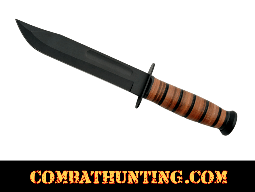 USMC Style Fighting Knife Black Straight Blade style=