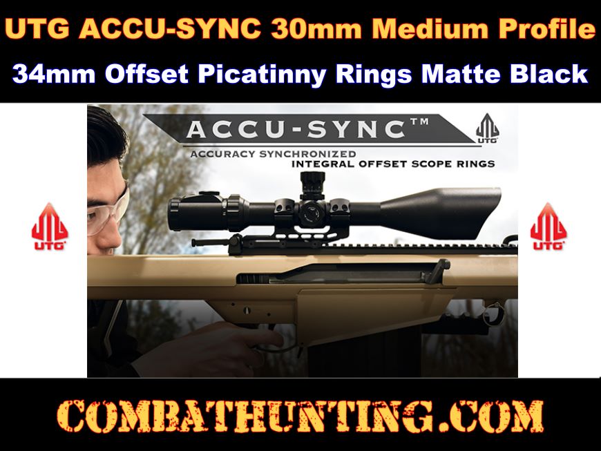 UTG ACCU-SYNC 30mm Medium Pro. 34mm Offset Picatinny Rings style=