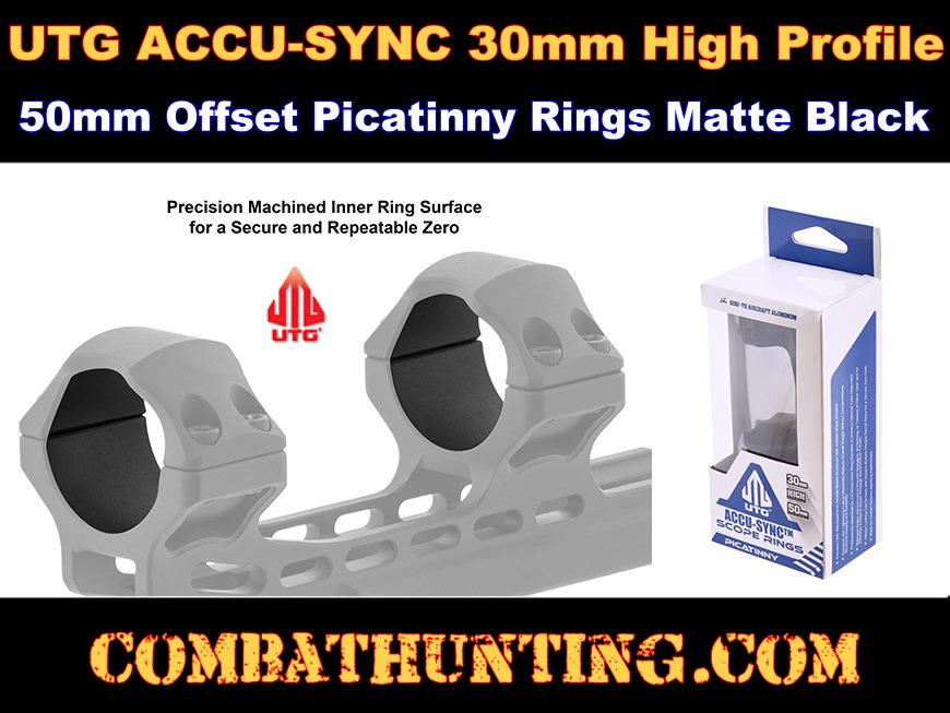 UTG ACCU-SYNC 30mm High Pro. 50mm Offset Picatinny Rings style=