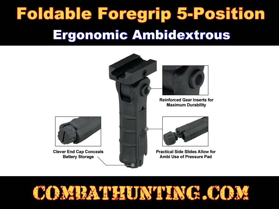Ambidextrous Foldable foregrip 5-position style=
