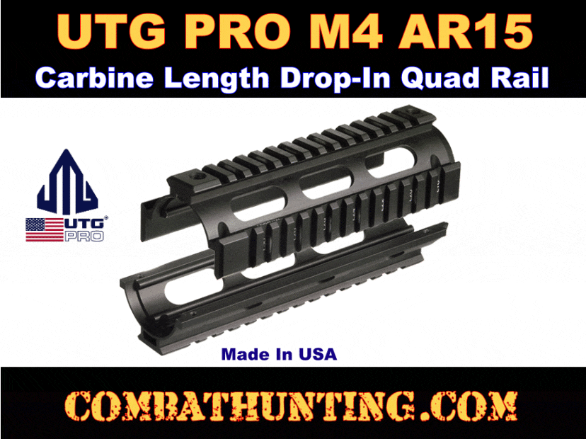 Leapers UTG PRO AR-15 Carbine Length Drop In Quad Rail Hand Guard style=