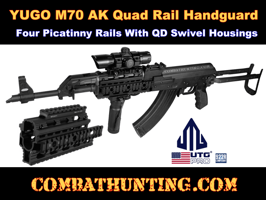 UTG PRO Made In USA Yugo M70 AK Quad Rail Handguard style=