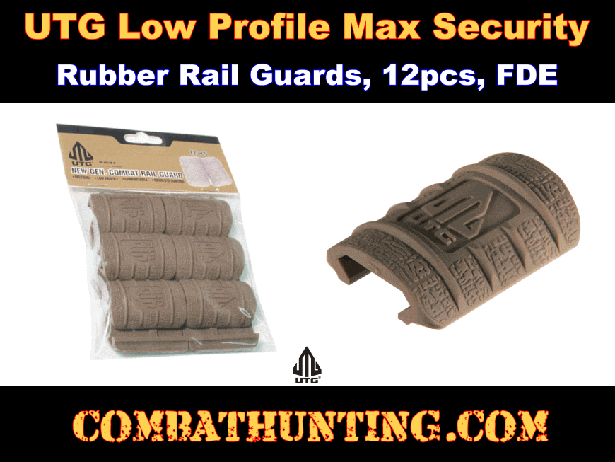 UTG Low Profile Max Security Rubber Rail Guard 12pcs FDE style=
