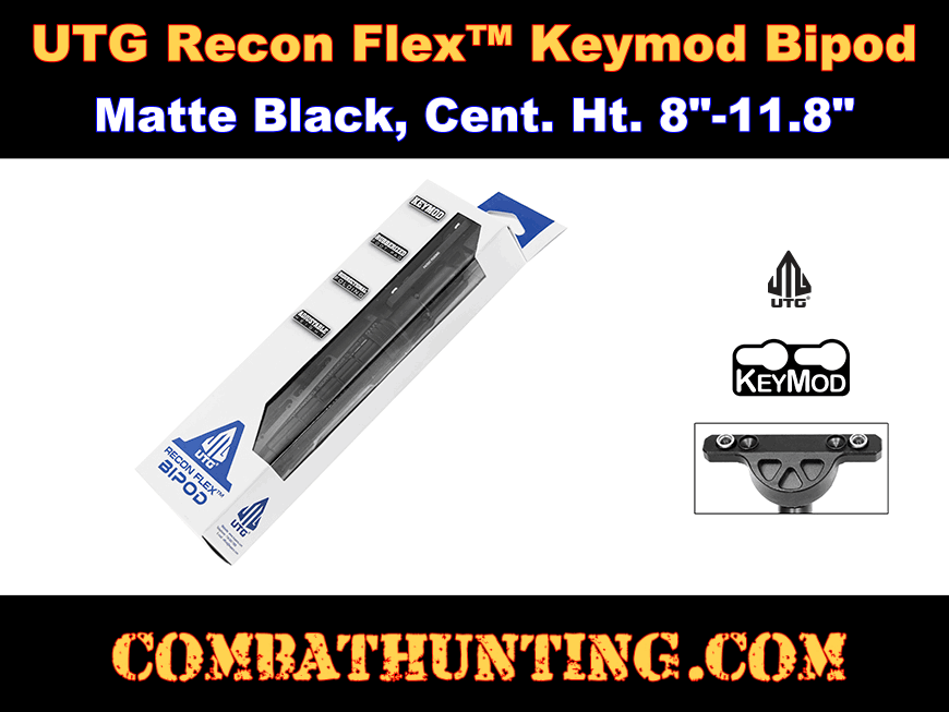 UTG Recon Flex Keymod Bipod, Matte Black, Cent Ht 8
