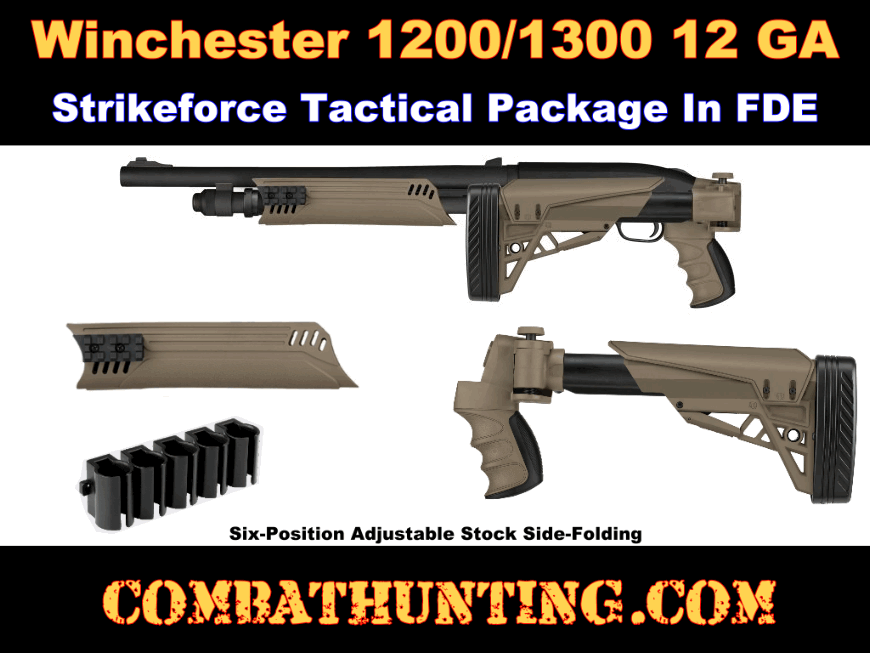 Winchester 1300/1200 Folding Stock and Forend In Flat Dark Earth style=