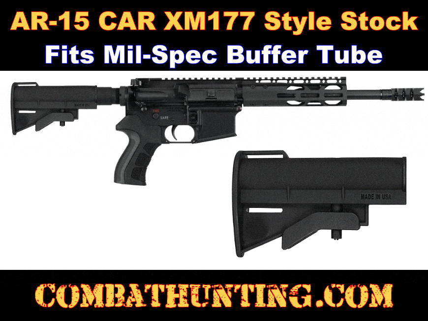 XM177 Stock Mil-spec Collapsible AR-15 Carbine Stock Black style=
