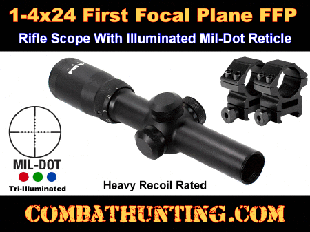 1-4x24 First Focal Plane Rifle Scope Illuminated Mil-Dot Reticle