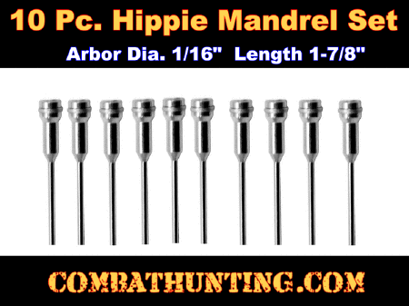 10pc Big Head Hippie Mandrels 1/16