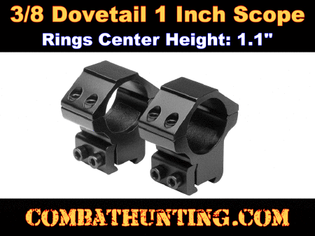 Scope Ring Mount 3/8" Dovetail Rails .22 Rifles & AirGuns Medium Profile 1" Dia 
