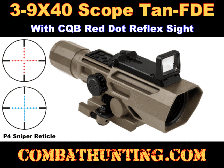 3-9x40 Scope With Red Dot Tan/FDE P4 Sniper