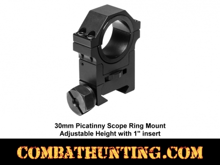 30mm Picatinny Scope Ring Mount Adjustable Height with 1