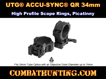 UTG ACCU-SYNC QR 34mm High Profile Scope Rings Picatinny
