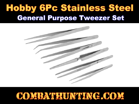 6-Piece Stainless Steel Tweezers Set For Hobby