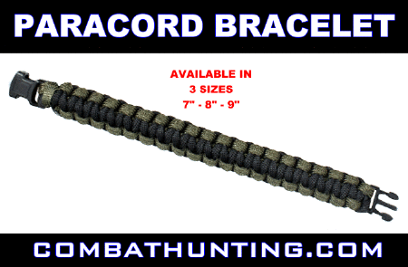 Paracord Bracelet Olive Drab Black Size 8 Inches