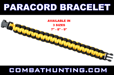 Paracord Bracelet Black Yellow Size 7 Inches