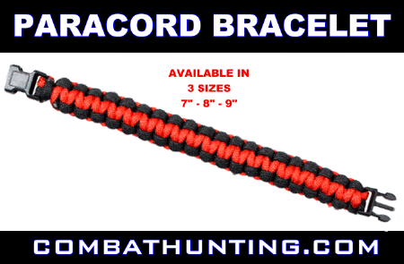 Paracord Bracelet Red Black Size 9 Inches