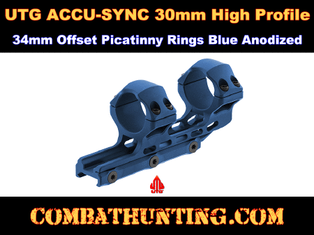 UTG ACCU-SYNC 30mm High Profile 34mm Offset Picatinny Rings Blue Anodized