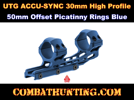 UTG ACCU-SYNC 30mm High Profile 50mm Offset Picatinny Rings Blue