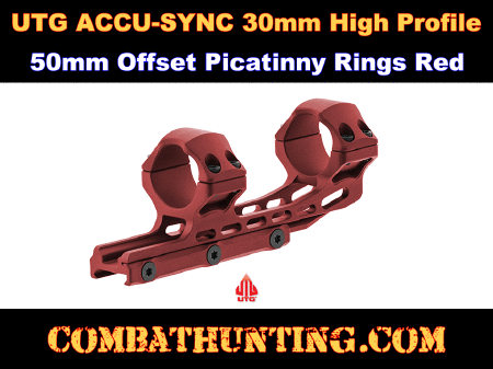 UTG ACCU-SYNC 30mm High Profile 50mm Offset Picatinny Rings Red