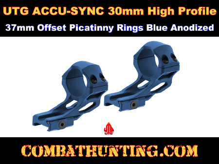 UTG ACCU-SYNC 30mm High Profile 37mm Offset Picatinny Rings Blue Anodized