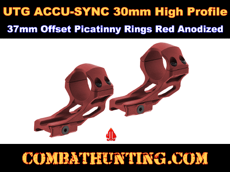 UTG ACCU-SYNC 30mm High Profile 37mm Offset Picatinny Rings Red Anodized