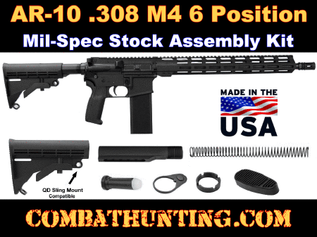 AR-10 308 M4 Six Position Adjustable Stock Kit & Buffer Tube Assembly