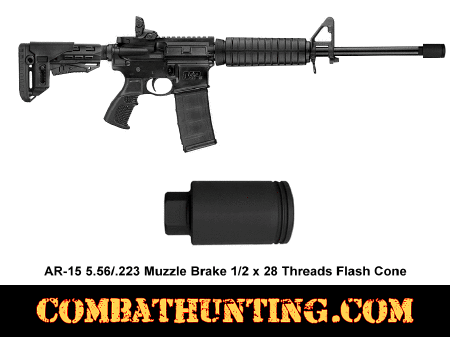 AR-15 5.56/.223 Muzzle Brake 1/2 x 28 threads Flash Cone