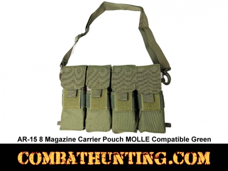AR-15 8 Magazine Carrier Pouch MOLLE Compatible Green