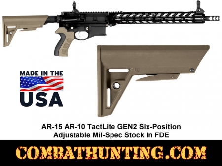 AR-15 AR-10 TactLite GEN2 Six-Position Adjustable Mil-Spec Stock FDE