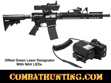 AR-15 Offset Green Laser Designator With NAV LEDs Black