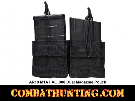 AR10, M1A, FAL .308 Dual Magazine Pouch MOLLE Black