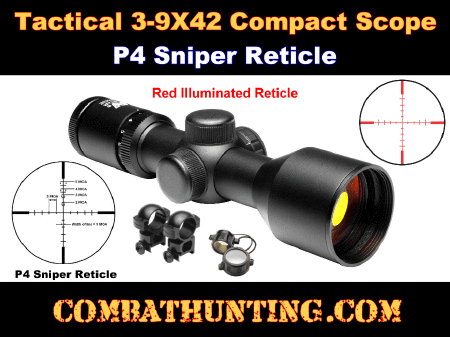 Ncstar Illuminated 3-9X42 P4 Reticle Sniper Rifle Scope