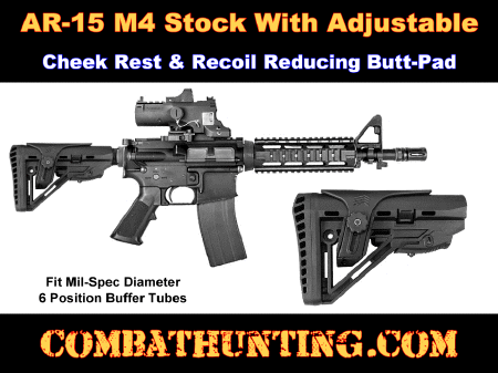 AR-15 Stock With Adjustable Cheek Rest Mil-Spec
