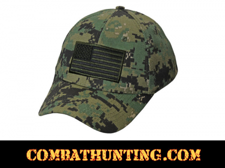 American Flag Hat Baseball Cap Digital Woodland Camouflage