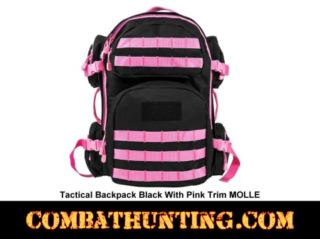 Backpack Black With Pink Trim MOLLE
