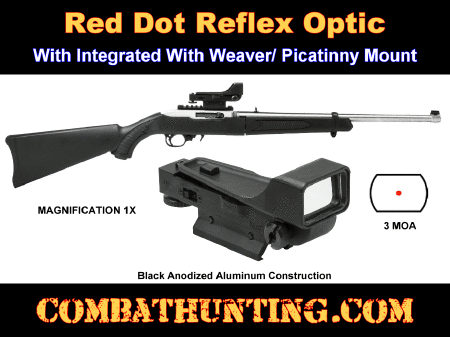 Red Dot Reflex Optic With Weaver Picatinny Mount Black