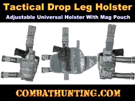 Digital Camo Universal Drop Leg Tactical Holster With Mag Pouch