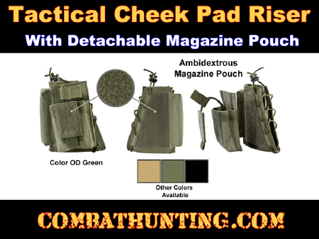 Tactical Cheek Pad Stock Riser With Magazine Pouch Green