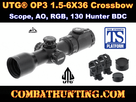 UTG OP3 1.5-6X36 Crossbow Scope AO RGB 130 Hunter BDC