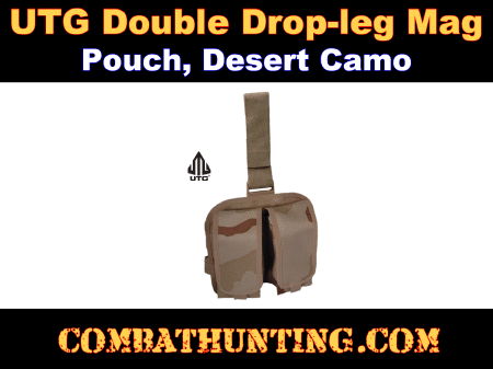 UTG Double Drop-leg Mag Pouch, Desert Camo