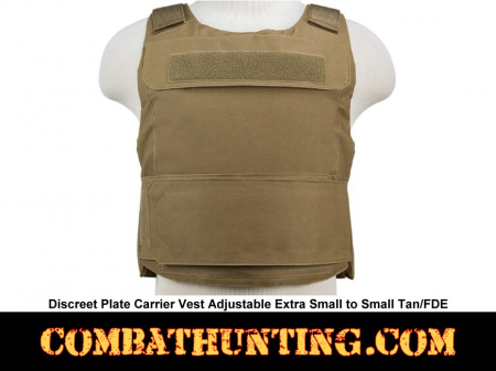 Discreet Plate Carrier Vest Adjustable Extra Small to Small Tan/FDE