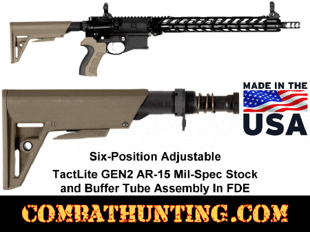 FDE TactLite GEN2 AR-15 Mil-Spec Stock Buffer Tube Assembly