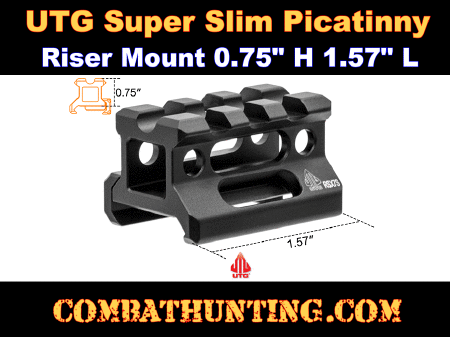 UTG Super Slim Picatinny Riser Mount 3 Slot 0.75 Inch Height MT-RSX7S 