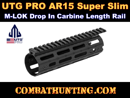 UTG PRO AR15 Super Slim M-LOK Drop In Carbine Length Rail Black
