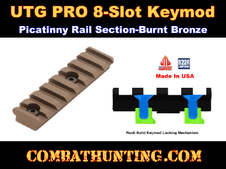 UTG PRO 8-Slot Keymod Picatinny Rail Section-Burnt Bronze